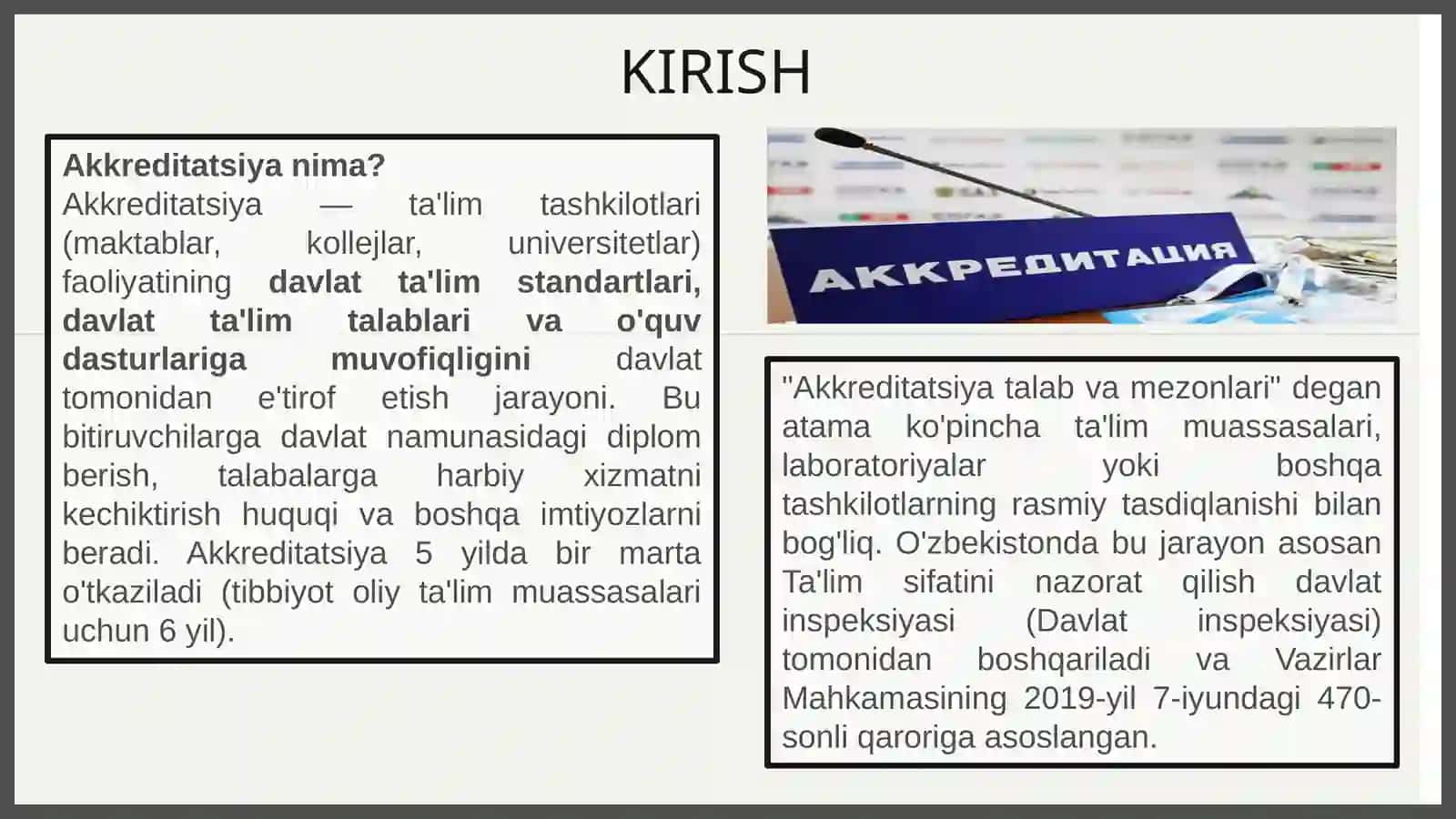 Akkreditatsiya va litsenziyalash jarayonlari. Universitetda strategik rejalashtirish asoslari 2