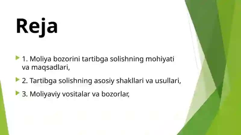 Moliya bozorini tartibga solish 2