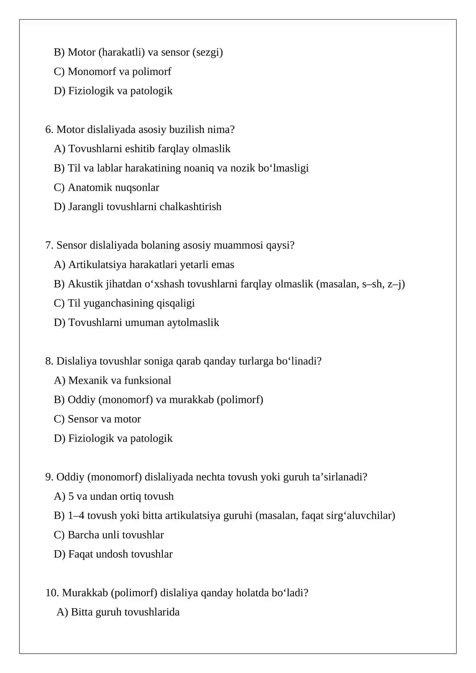 Dislaliya turlari va uning namoyon bo‘lish shakllari 2