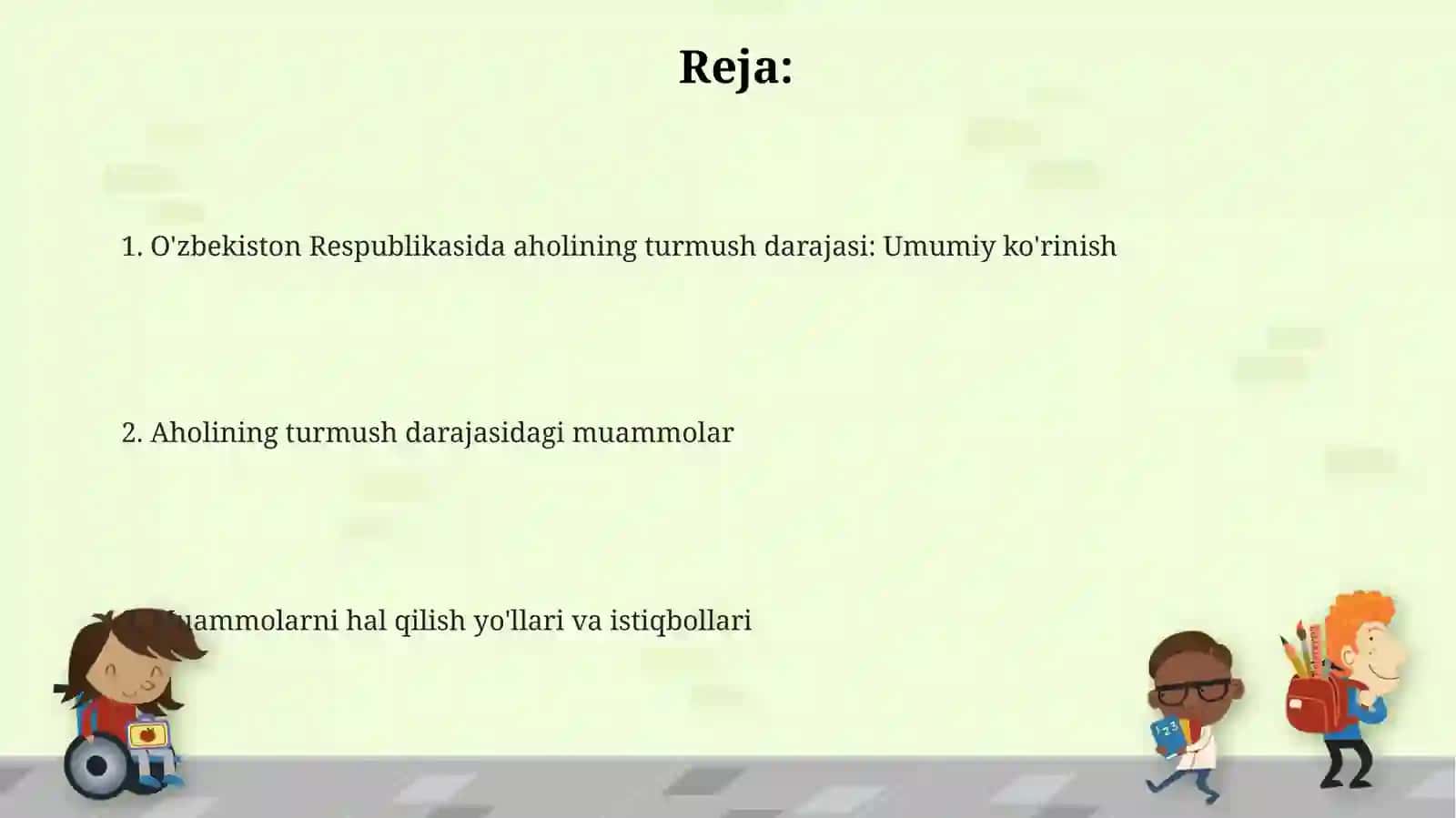 O'zbekiston Respublikasi Aholi turmush darajasi muommo va yechimmlari 2