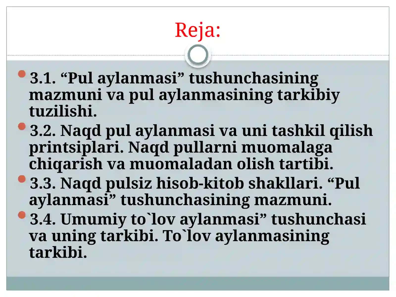 PUL AYLANMASI VA UNING TARKIBI 2