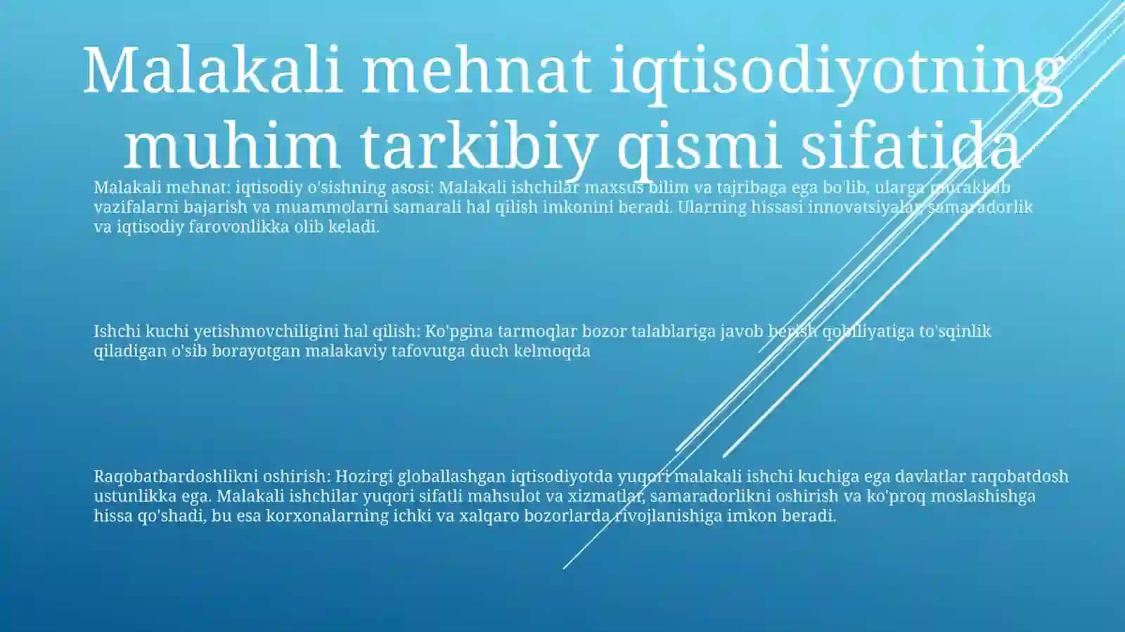 Malakali mehnat: iqtisodiy o'sishning asosi 2
