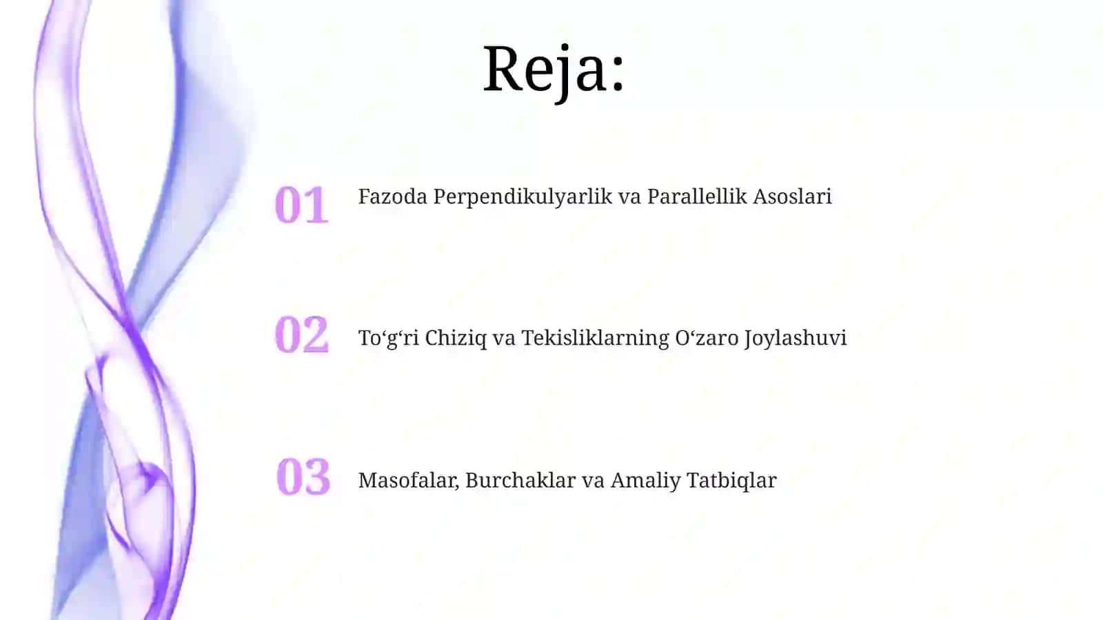Fazoda Perpendikulyarlik va Parallellik Asoslari 2
