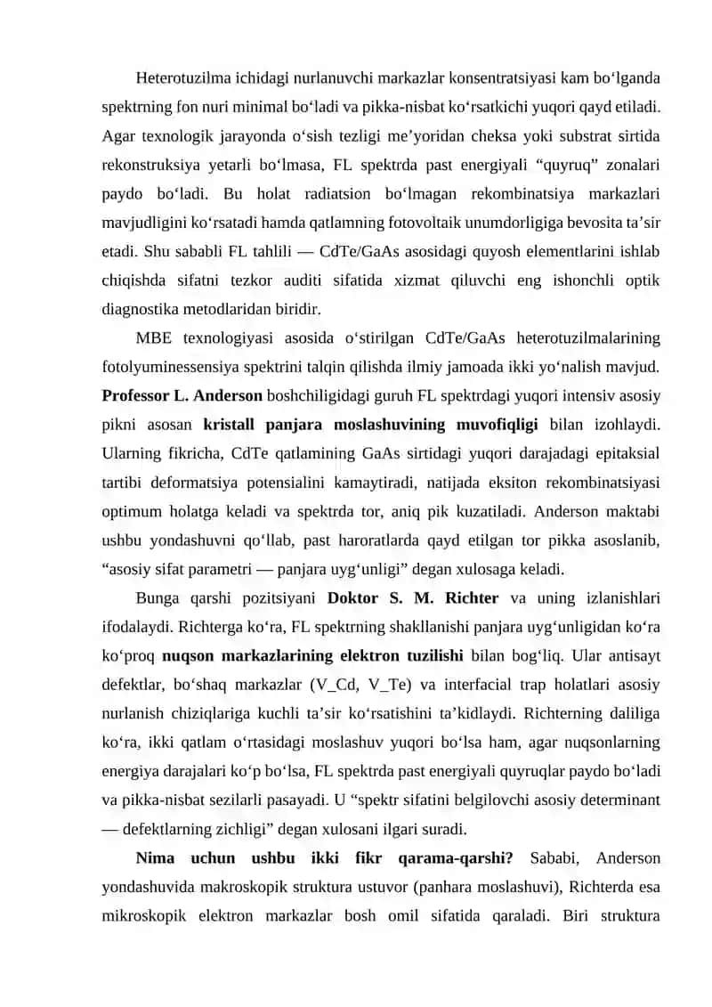 CdTe/GaAs yupqa quyosh plyonkalarining fotolyuminessensiya spektri 2