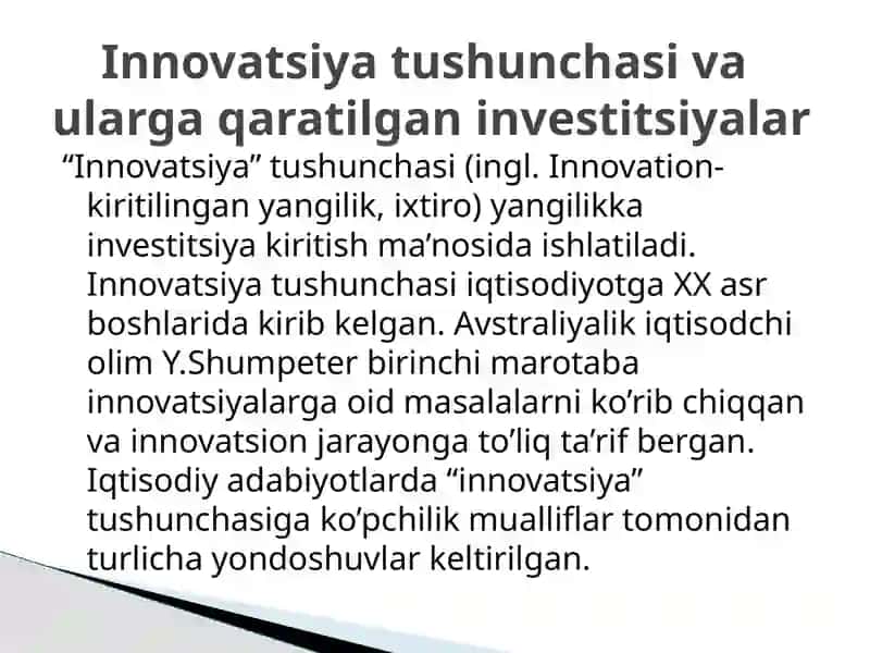 Innovatsion jarayonlarni moliyalash usullari va tamoyillari 2