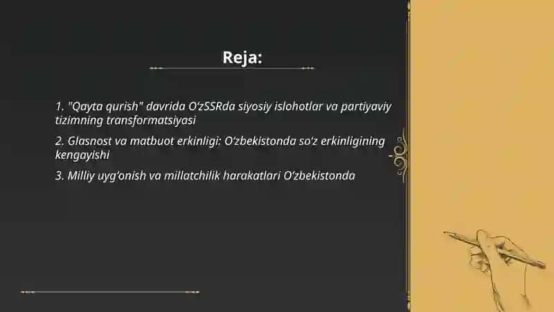 "Qayta qurish"yillarida oʻzbekistonda ijtimoiy-siyosiy vaziyat 2