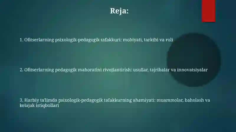 Ofitserlarning pedagogik mahorati uning psixologik pedagogik tafakkuri 2