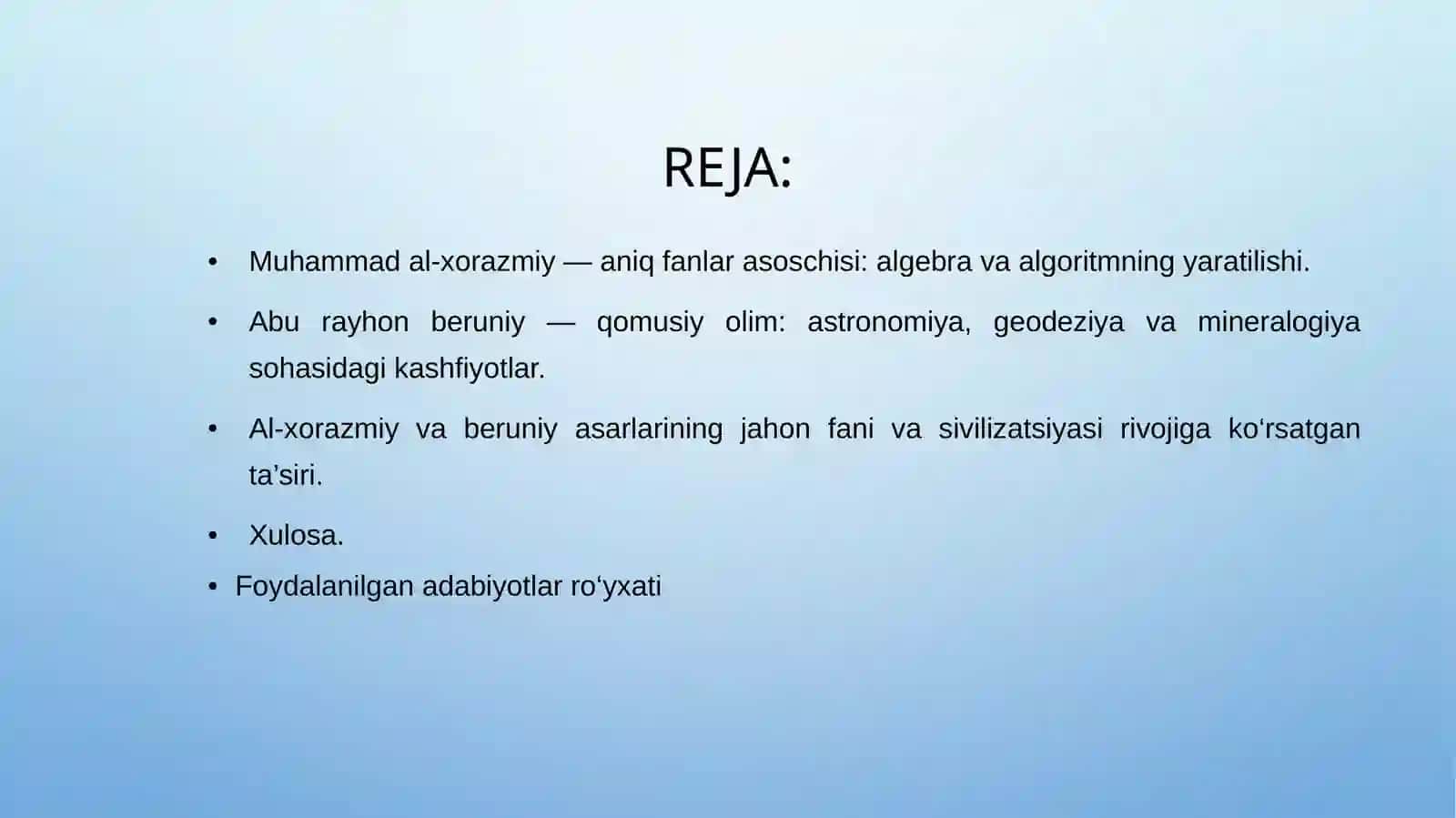 O‘RTA ASRLARDA SHARQ UYG‘ONISH DAVRI ILM-FANI: AL-XORAZMIY VA BERUNIY MEROSI 2
