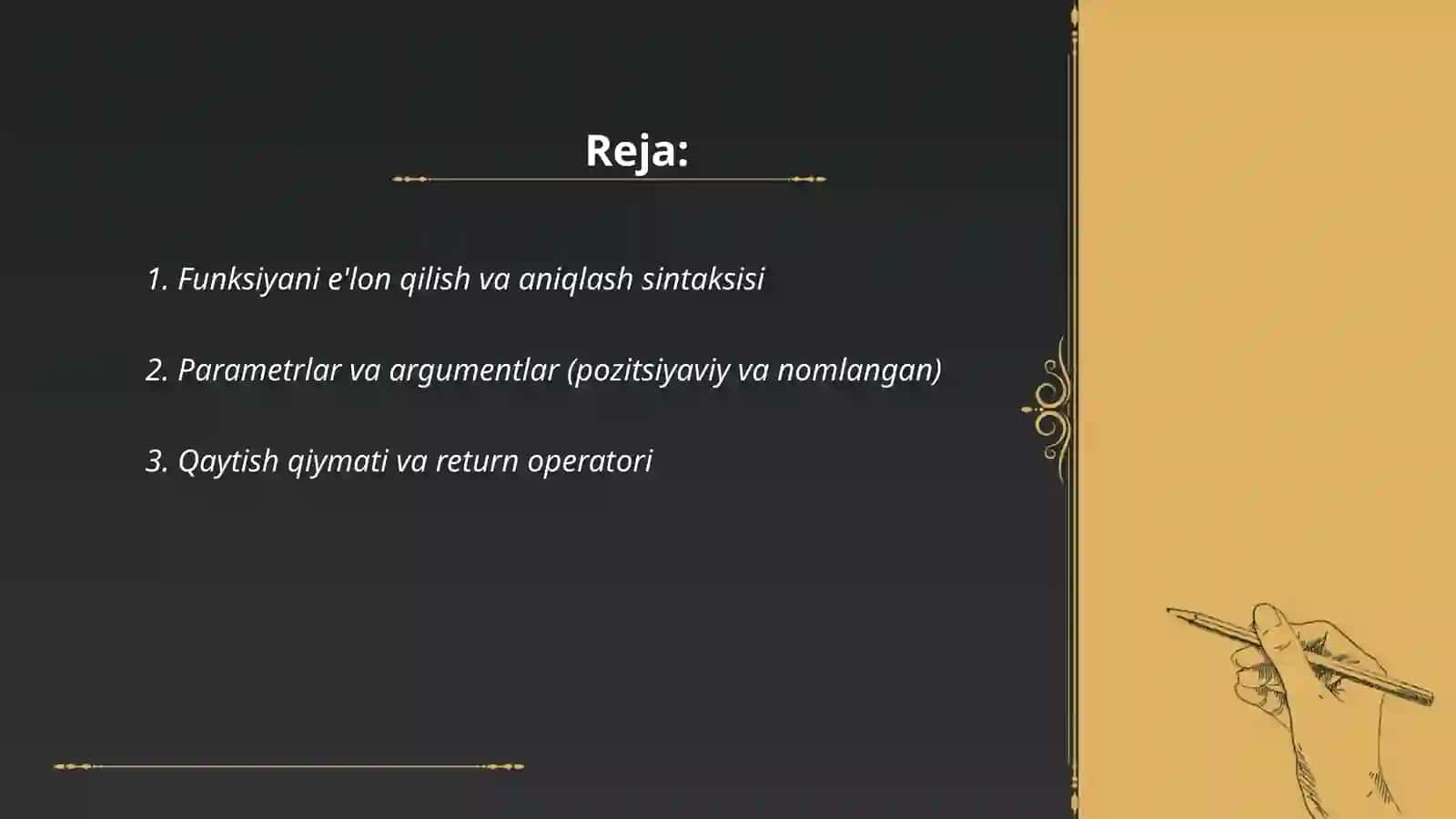 Funksiyalarning yaratilishi va chiqarilishi 2