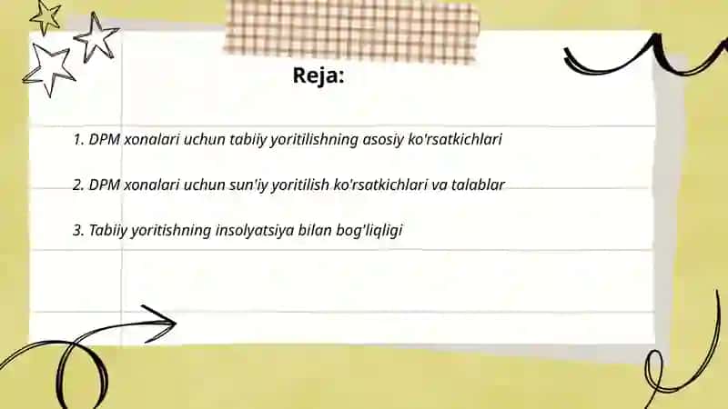 DPM Larning tabiy va suniy yoritilganlik ko'rsatkich 2