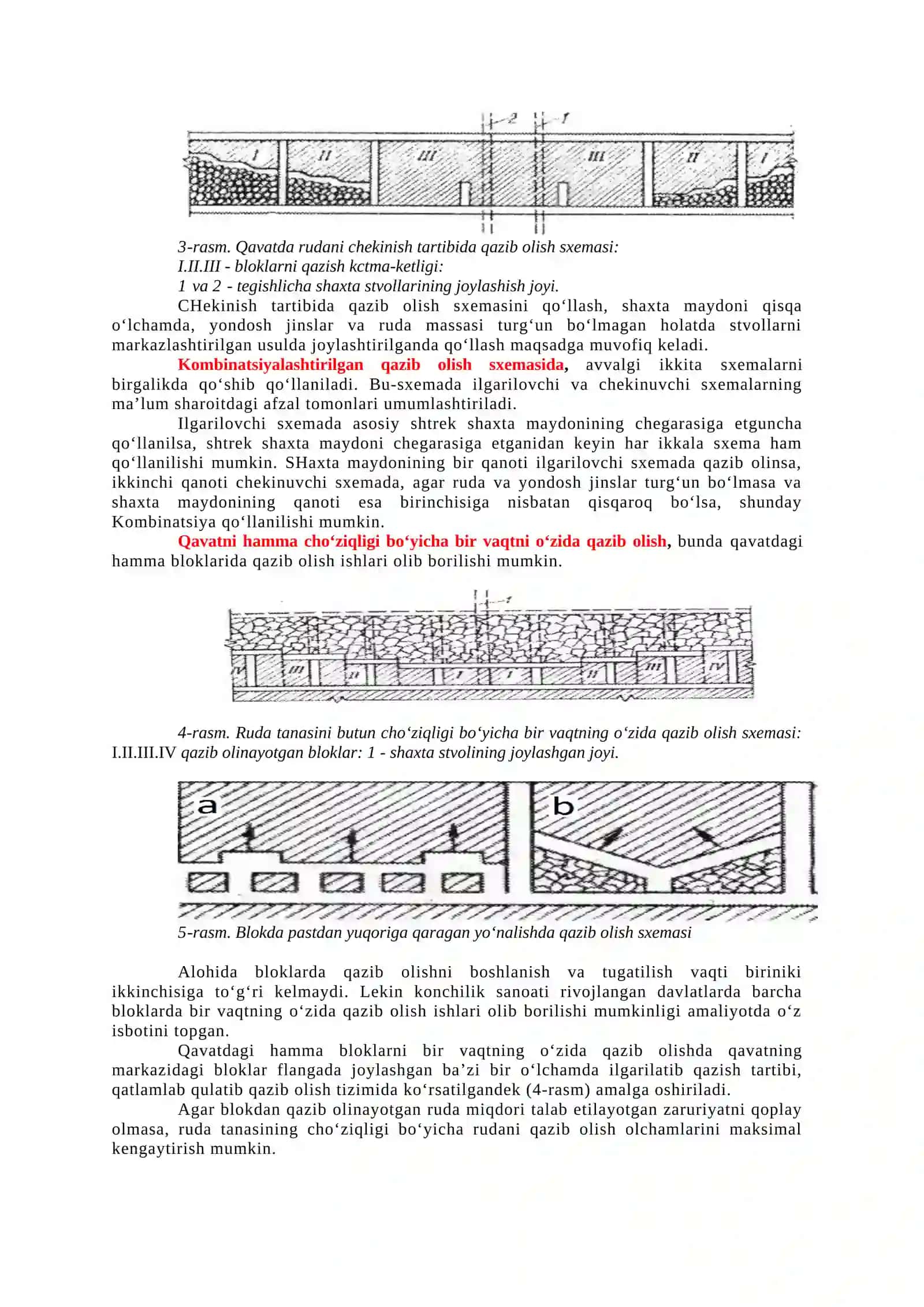 Qavatda rudani massivdan ajratib qazib olish usullari va tartibi 2