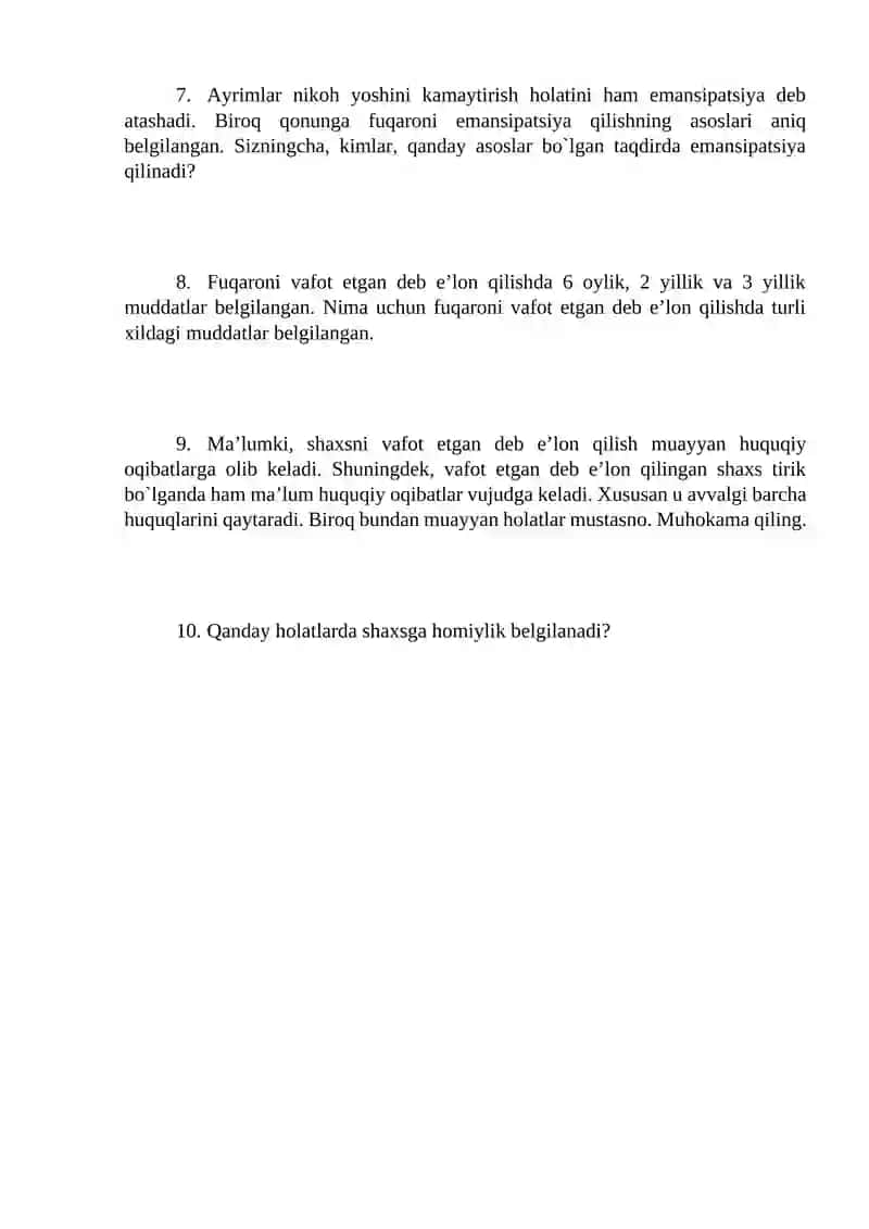 Fuqarolik Huquq Layoqati 2