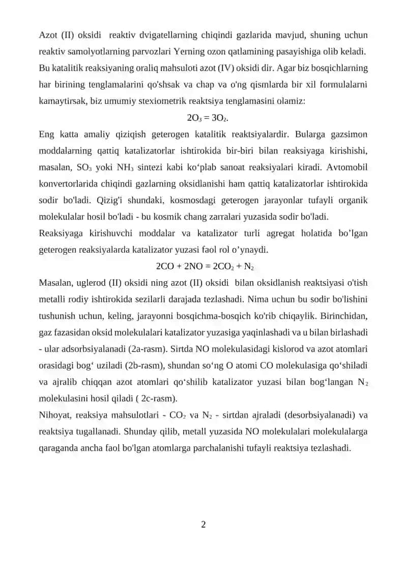 Katalizatorlarning umumiy xossalari 2