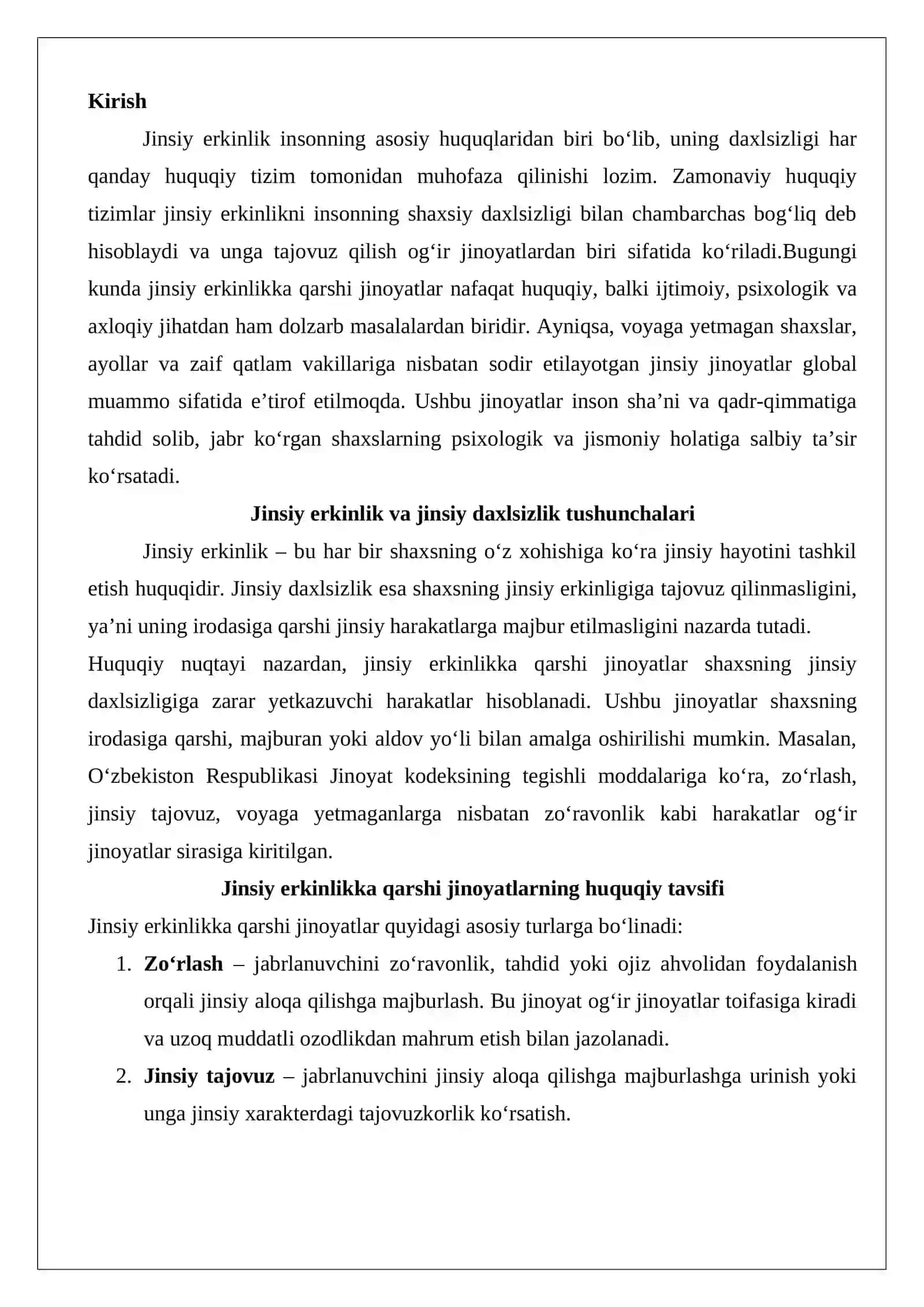 Jinsiy erkinlikka qarshi jinoyatlar huquqiy tahlili 2