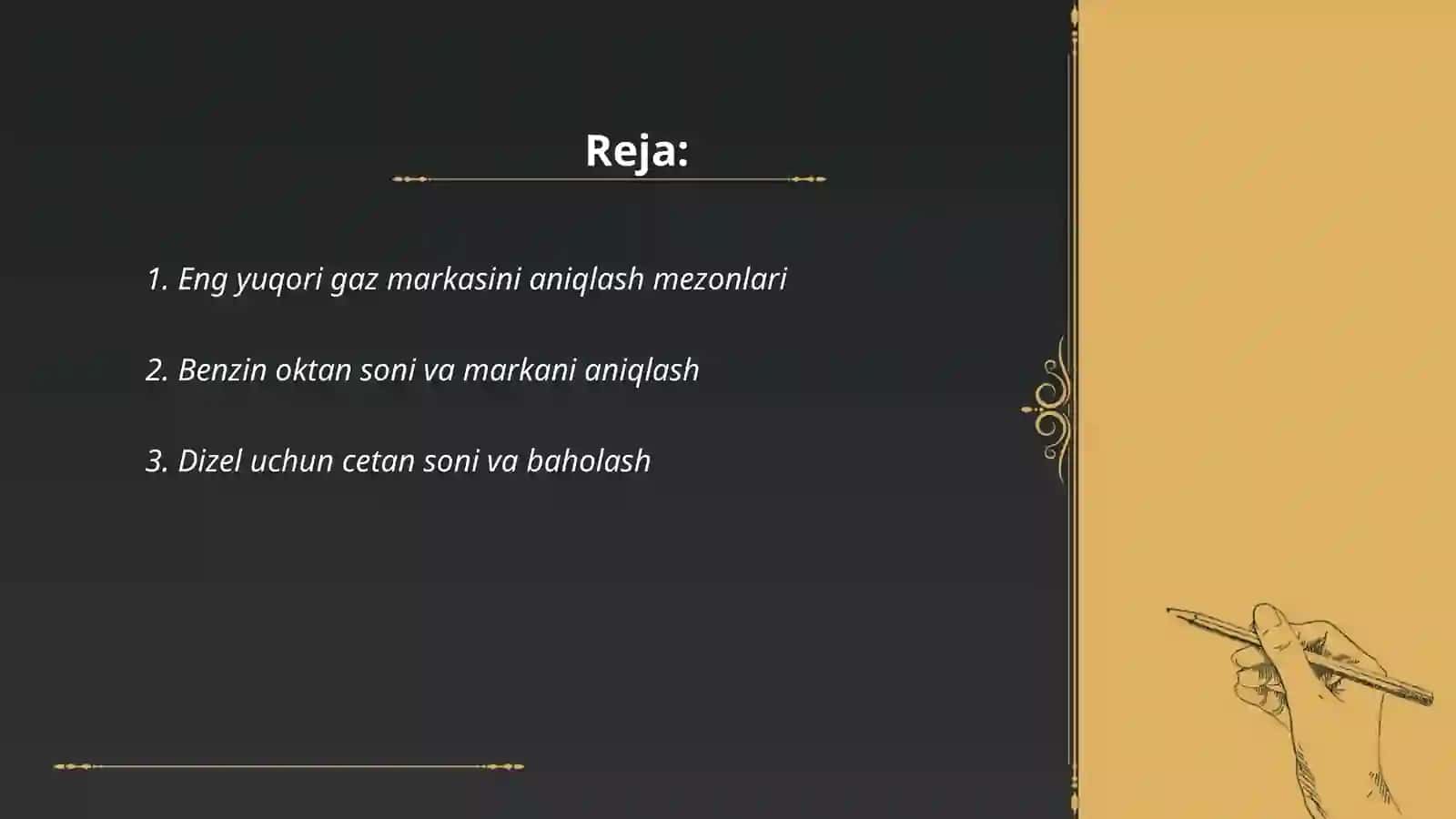 Eng yuqori gaz markasini aniqlash 2