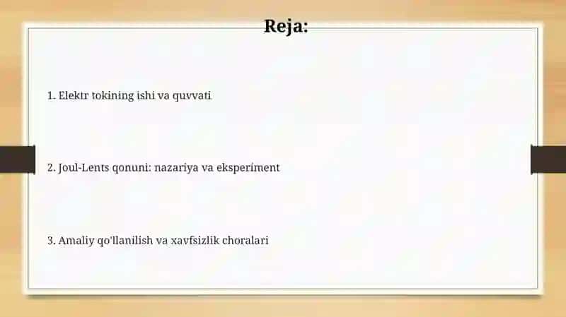Tokning ishi va quvvati. Joul Lens qonuni 2
