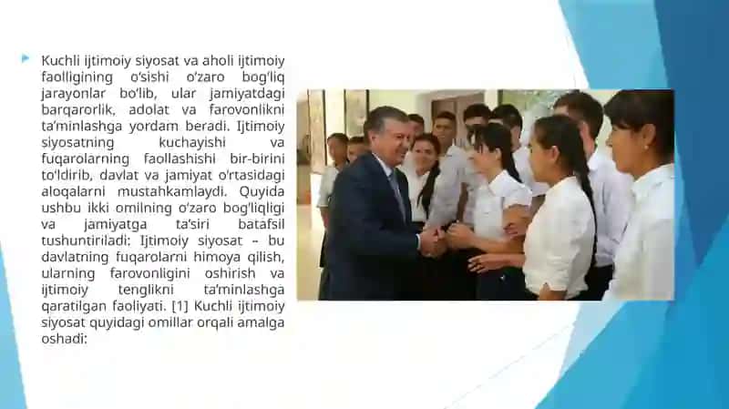 Aholining kam ta'minlagan qatlamini qo‘llab-quvvatlash va sog’liqni soqlash tizimidagi islohotlar 2