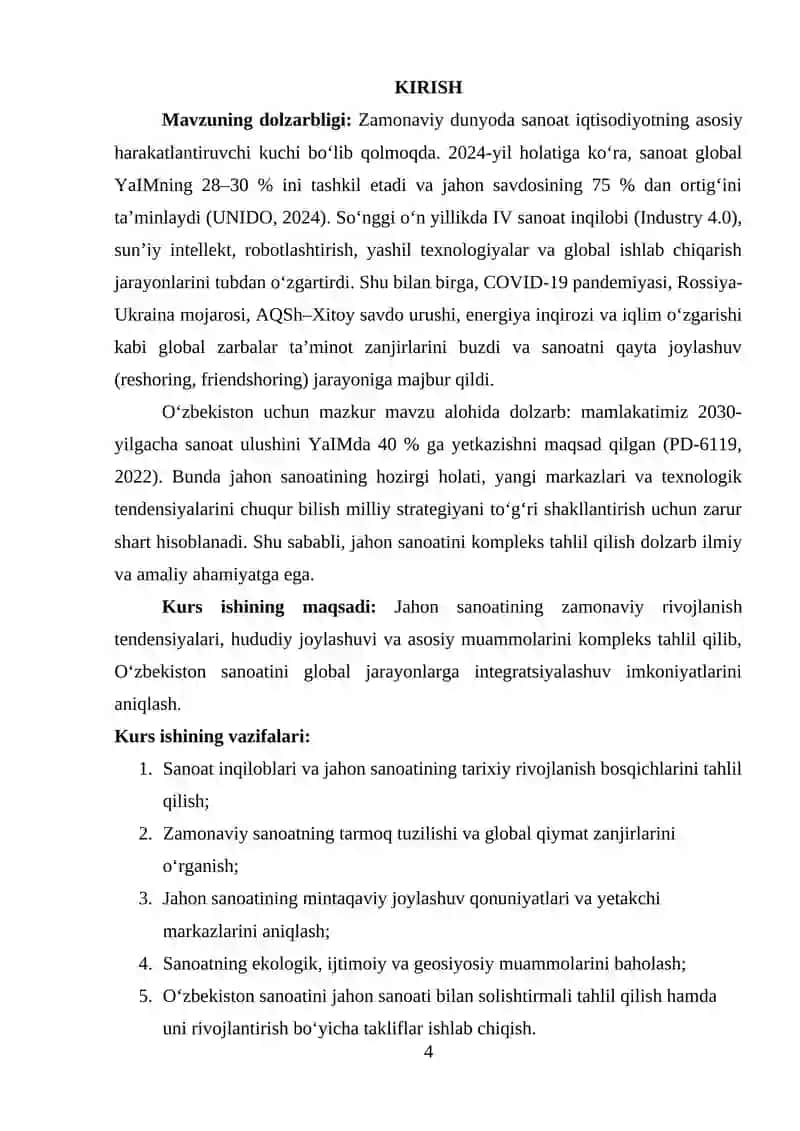 Jahon sanoatni mavzusin oʻqitish metodikasi 2