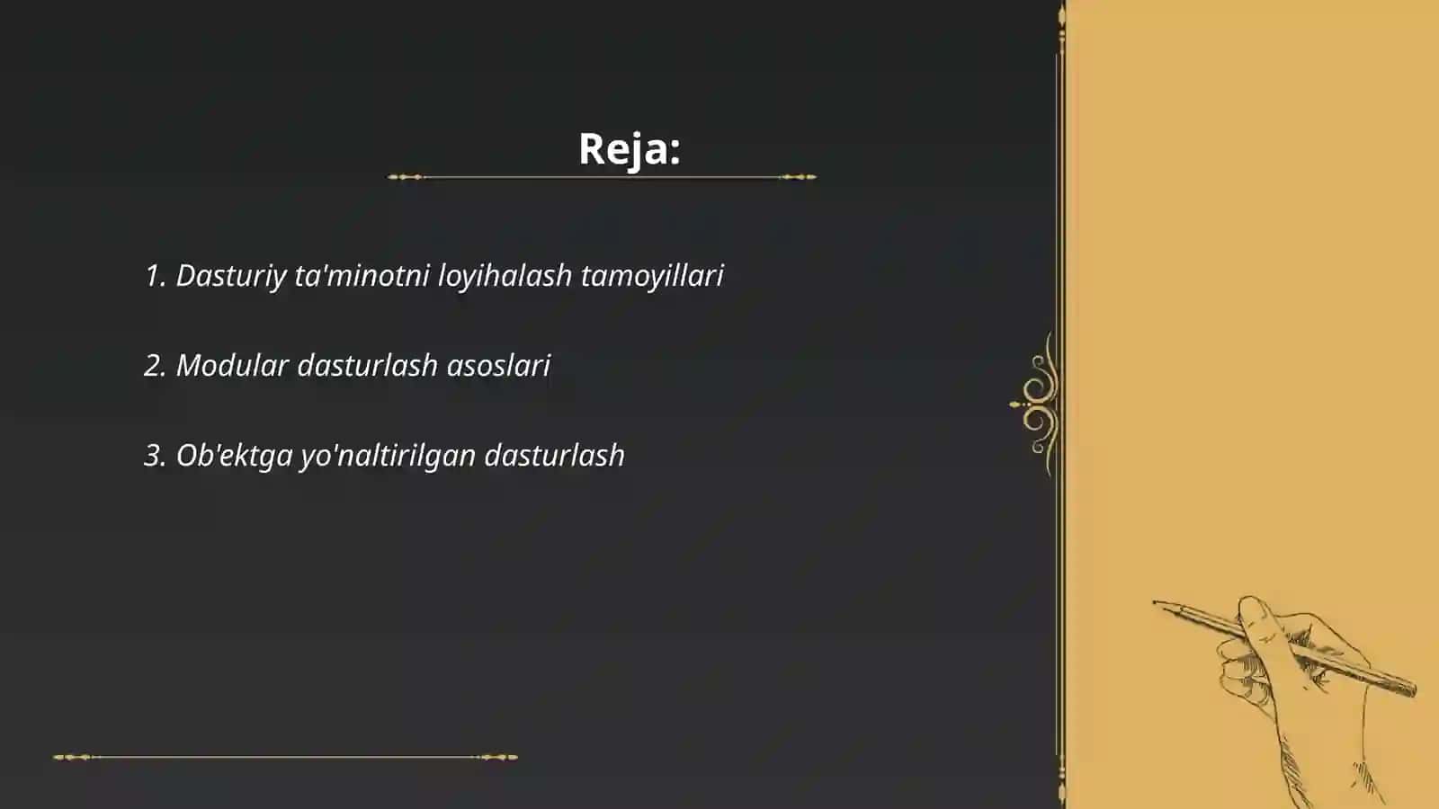 Dasturiy taminotni konstruktsiyalash tamoyillari 2