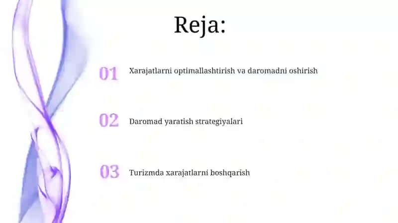 Turizmda xarajatlarni boshqarish 2