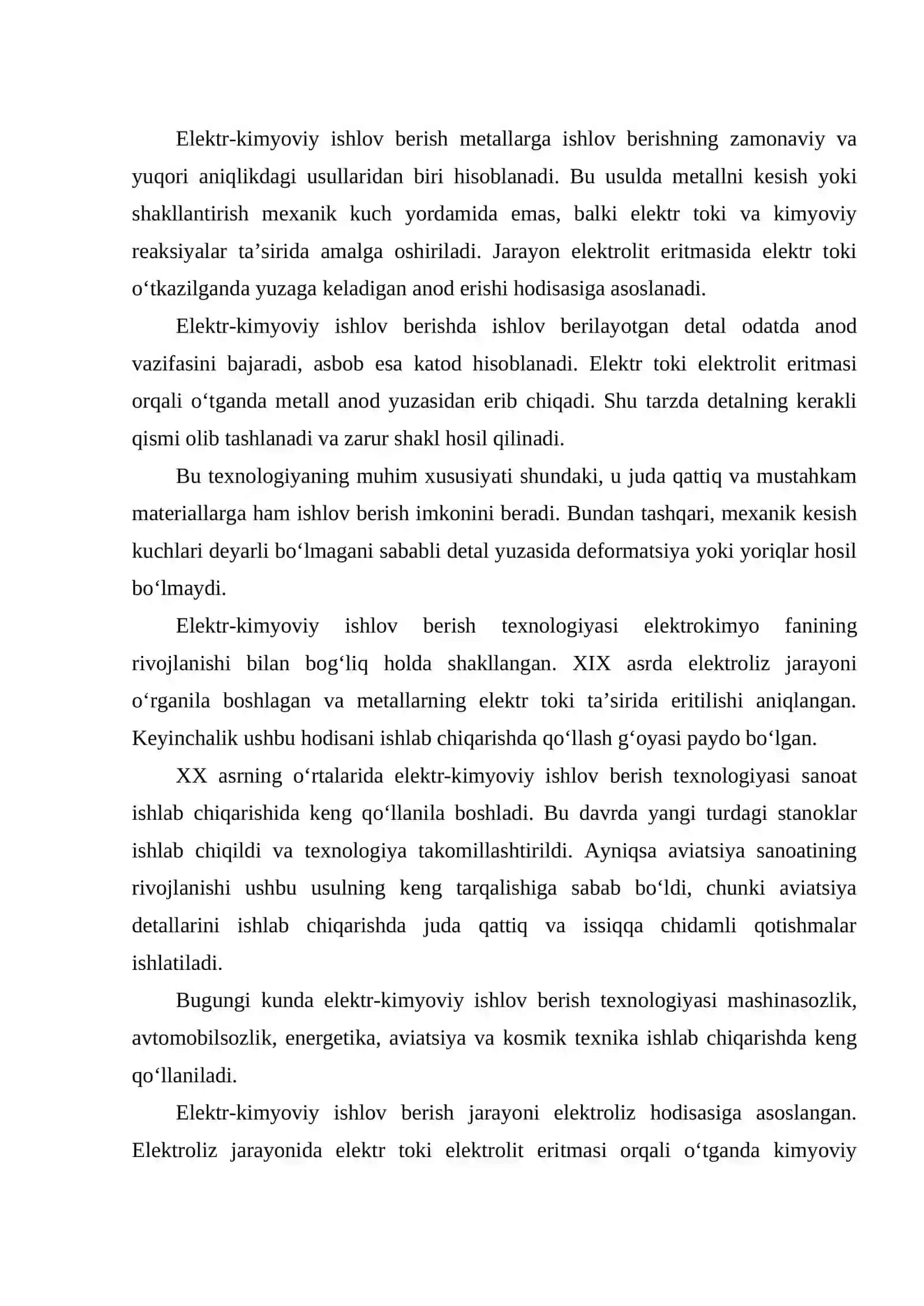 Metallarga ishlov berishning elektr-kimyoviy usullari 2