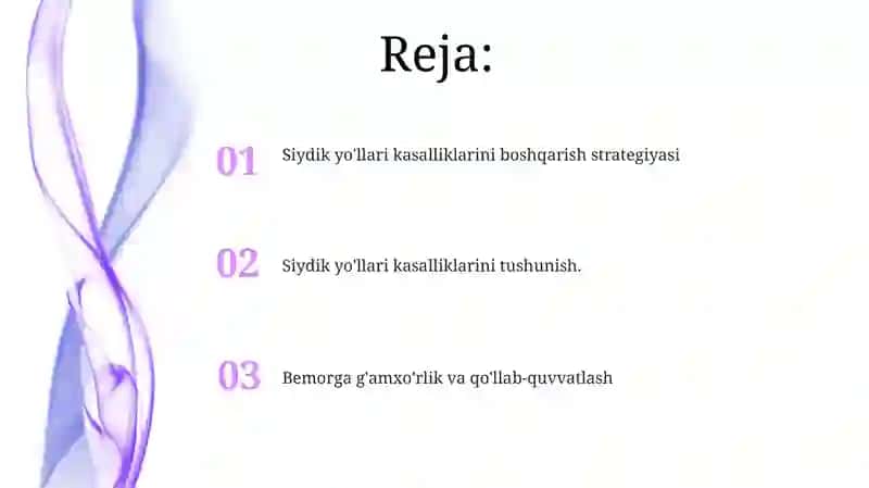 Siydik ajratuv yoʻllari kasalliklari bilan kasallangan bemorlarni parvarish qilish 2