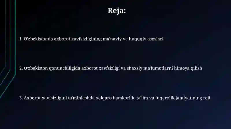 O'zbekistonda axborot xavfsizligining ma'naviy va huquqiy asoslari 2