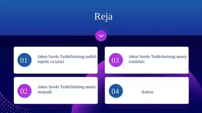 Jahon savdo tashkilotining jahon savdosidagi tutgan o`rni, maqsad va vazifalari 2