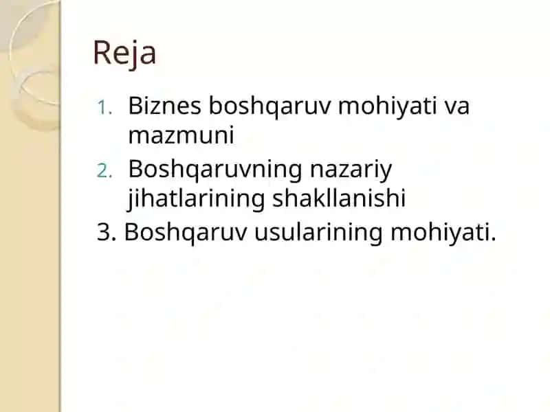 Biznesniboshqarish fanining nazariy asoslari 2