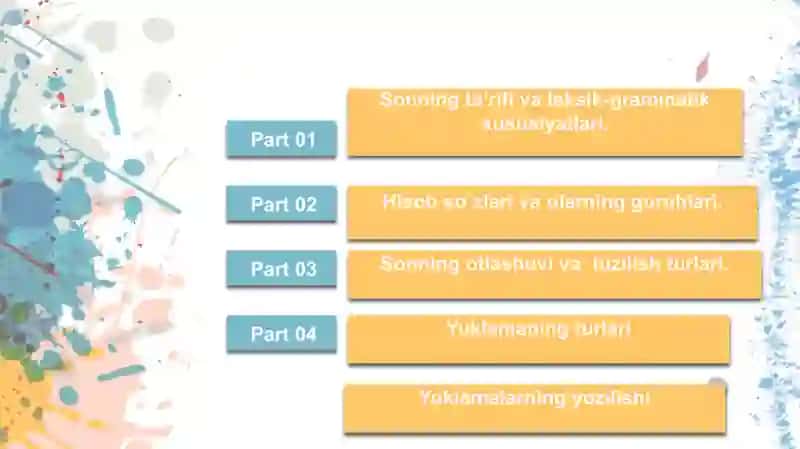 SON SO`Z TURKUMI VA YORDAMCHI SO’ZLAR: YUKLAMA 2