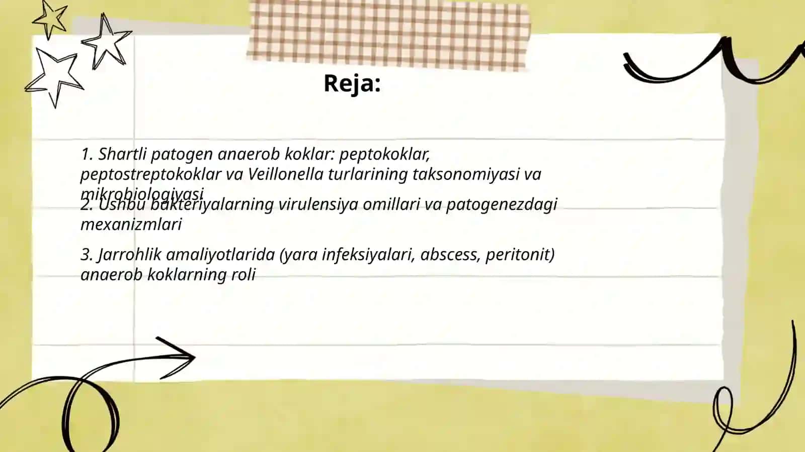 Shartli patogen anairob koklarni ( peptokoklar, peptostreptokoklar, veylonellalar) hirurgik va ginikalogik kasalliklardagi ahamiyati 2
