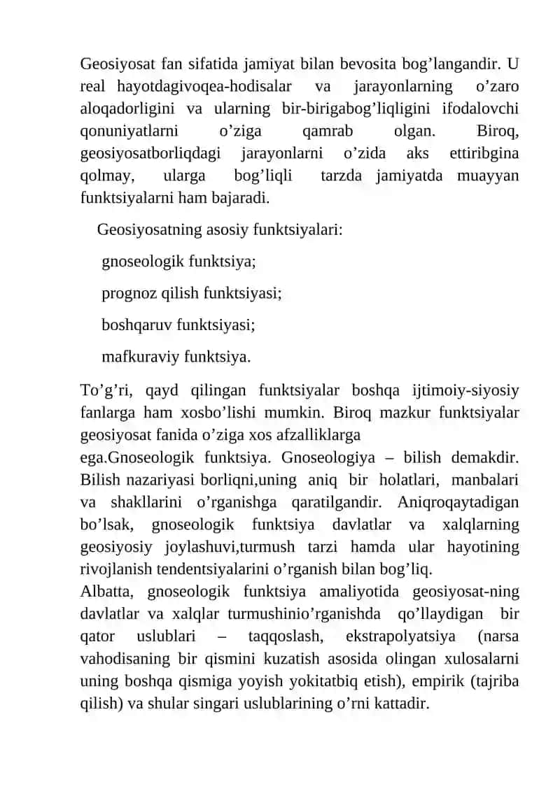 GEOSIYOSAT ASOSLARI FANINING ASOSIY FUNKSIYALARI 2