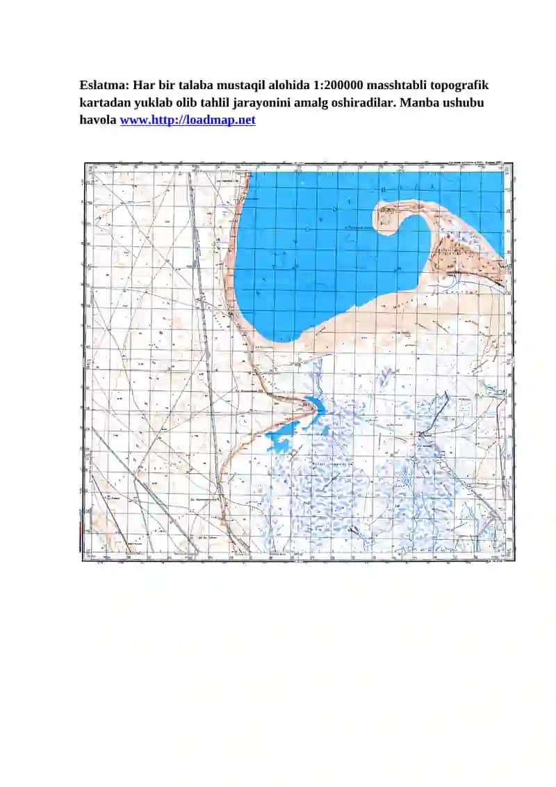 10-Amaliy ish 1: 200 000 masshtabli karta varag`ida joyni topografik bayonini tasvirlash 2