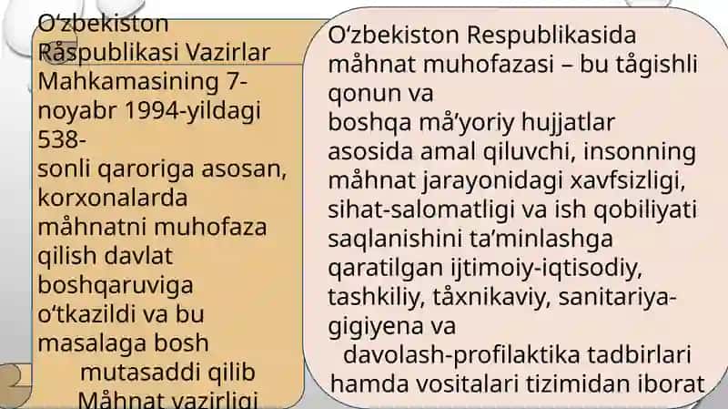Mehnat muhofazasining qonuniyasosi 2