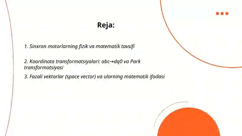 Sinxron Motorlarda Matematik Modelni Tuzish 2