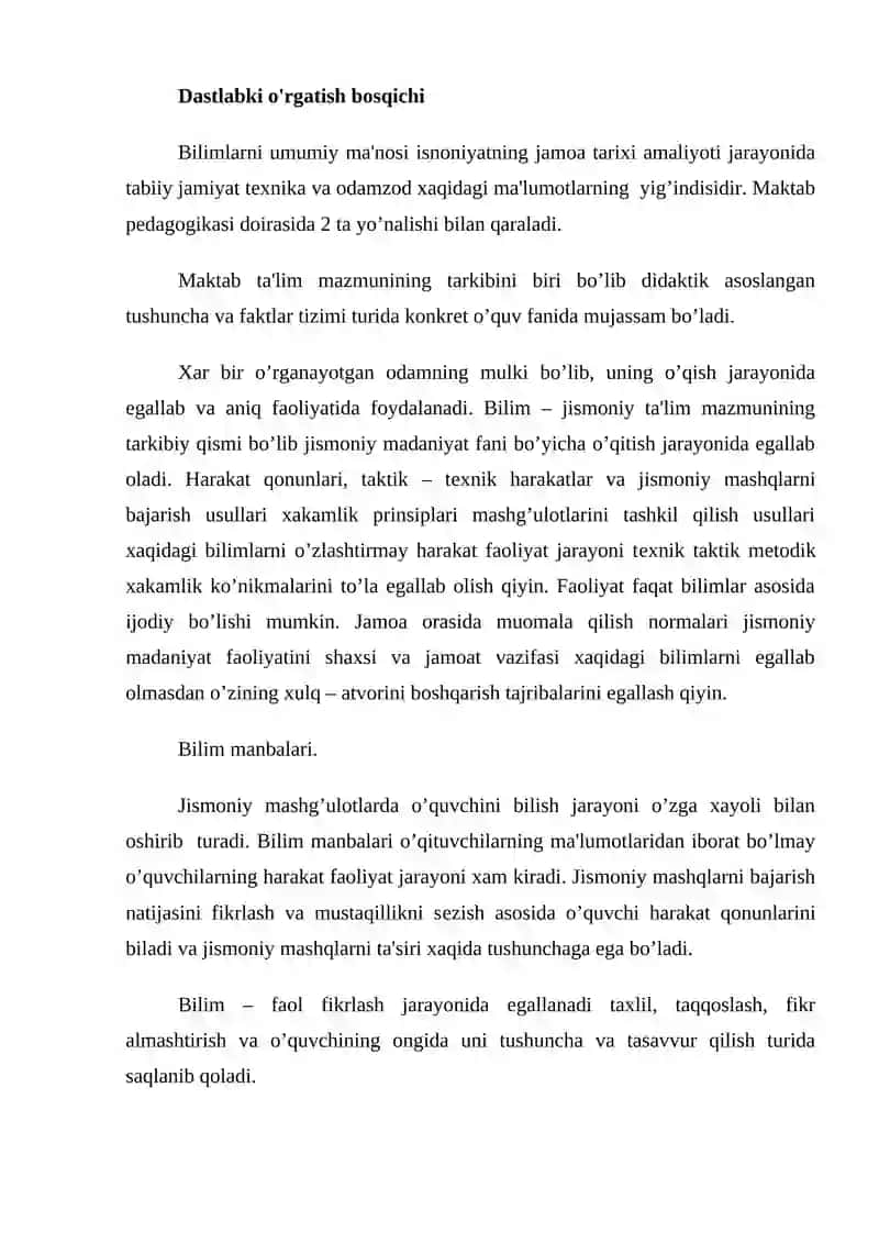 Harakatlarga o'rgatish bosqichlari 2
