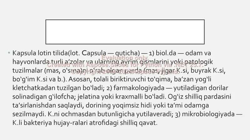 Kapsulalar tarixi, ta’rifi, tavsifi va tasnifi. Ularni tayyorlash texnologiyasi 2