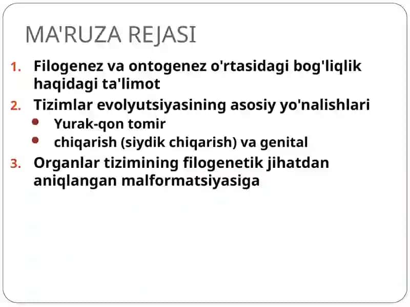 Filogenez va ontogenez o'rtasidagi bog'liqlik haqidagi ta'limot 2