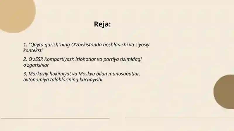 Qayta qurishda O'zbekiston 2