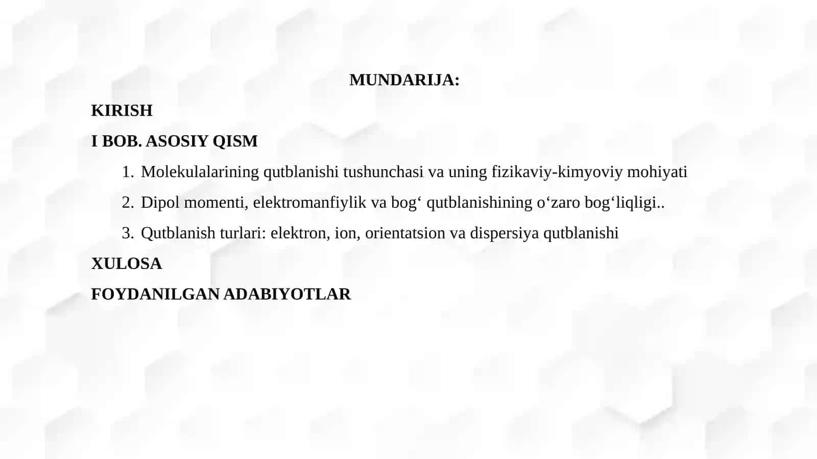 Molekulalarning qutblanishi 2