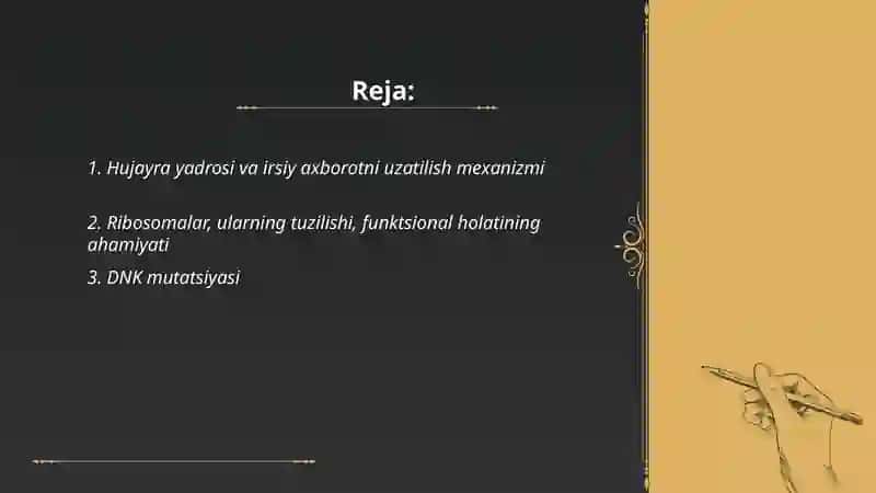 Hujayra yadrosi va irsiy axborotni uzutilish mexanizmi. 2