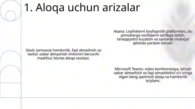 Biznesda Qo'Llaniladigan Amaliy Dasturlar 2