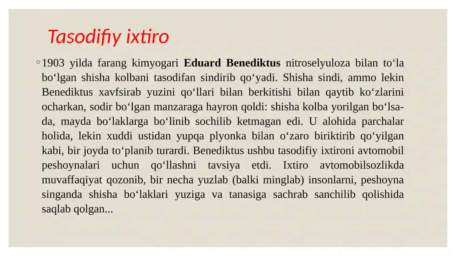 Kimyo tarixidan qiziqarli faktlar. 2