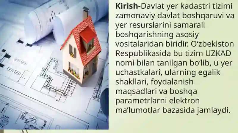 Uzkad tizimining kadastr ishlaridagi o‘rni 2