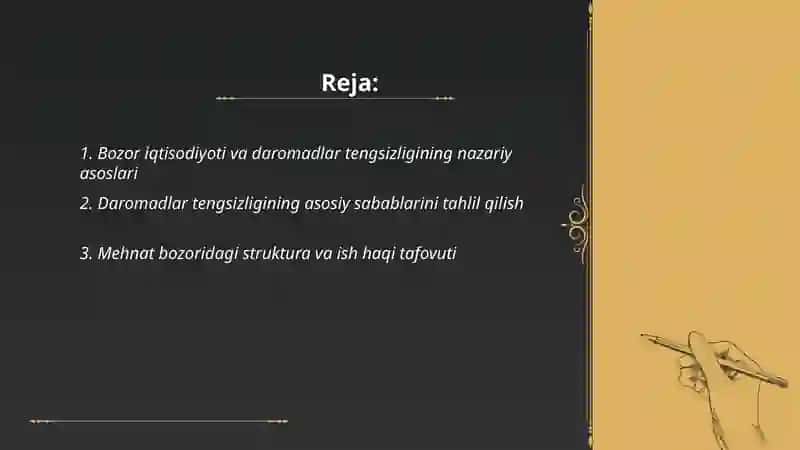 Bozor iqtisodiyoti sharoitida daromadlar tengsizligi 2