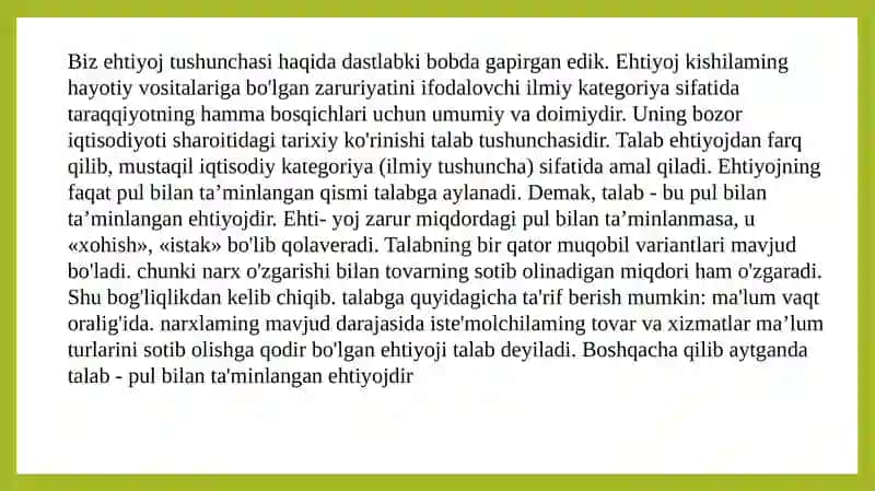 Taklif miqdoriga ta’sirqiluvchi omillar.Taklif miqdori tushunchasi 2