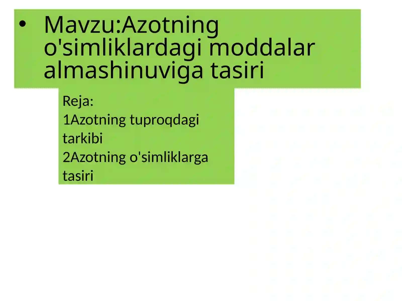 Tuproqshunoslik va Agrakimyo fanidan Taqdimot ishi 2
