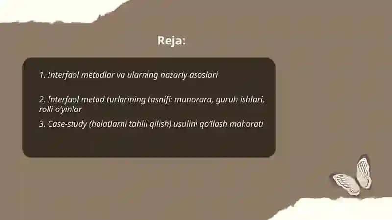 Interfaol metodlar va ularni qoʻllash mahorati 2