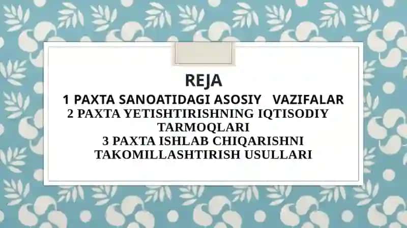 Paxta yetishtirishning iqtisodiy samaradorligi va uni oshirish yo‘llari 2