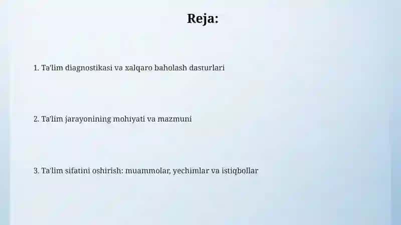 Ta'lim diagnostikasi va xalqaro baholash dasturlari 2